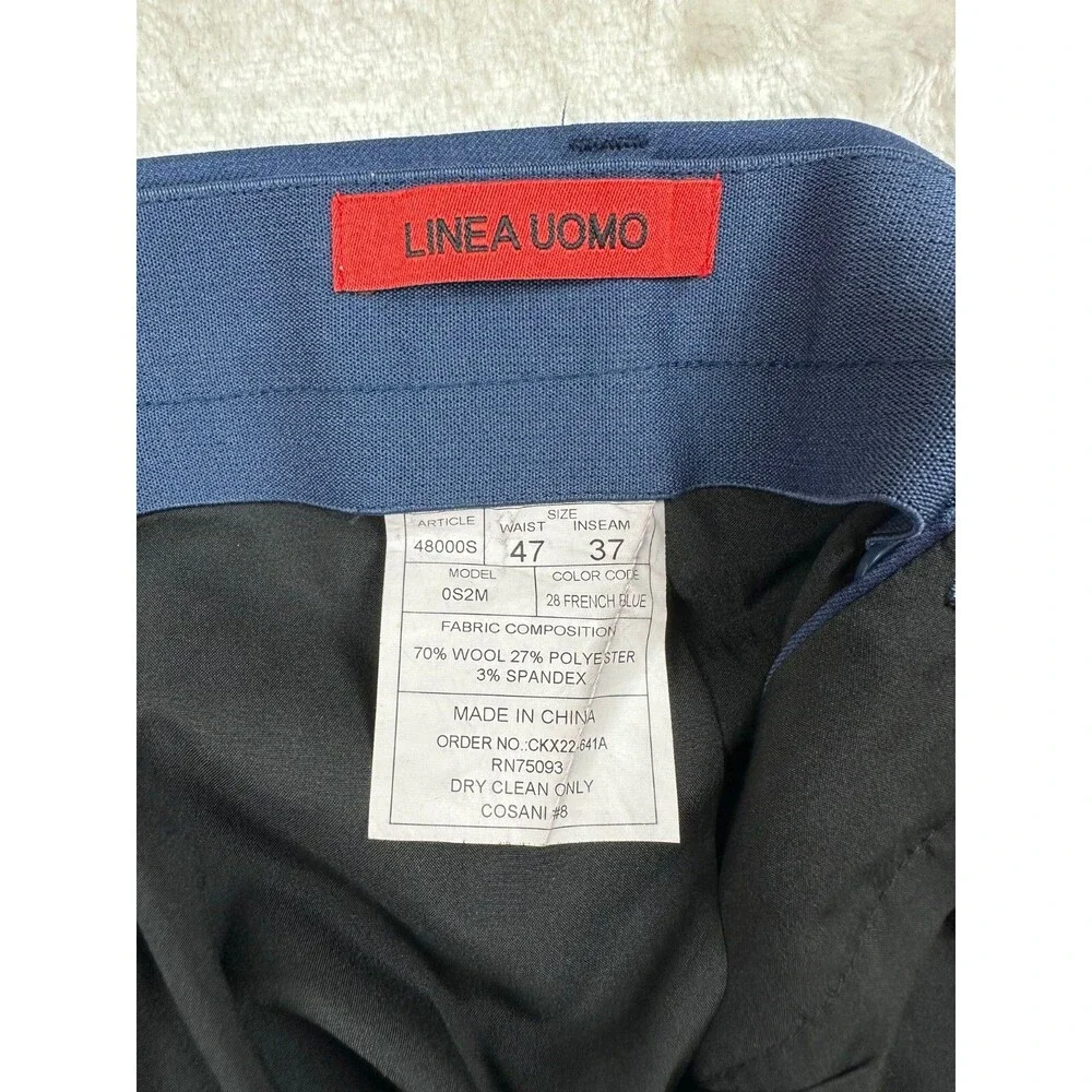 Linea Uomo Blue Dress Pants Waist: 47 Inseam: 37 70% Wool 27% Poly 2% Spandex - Picture 3 of 4